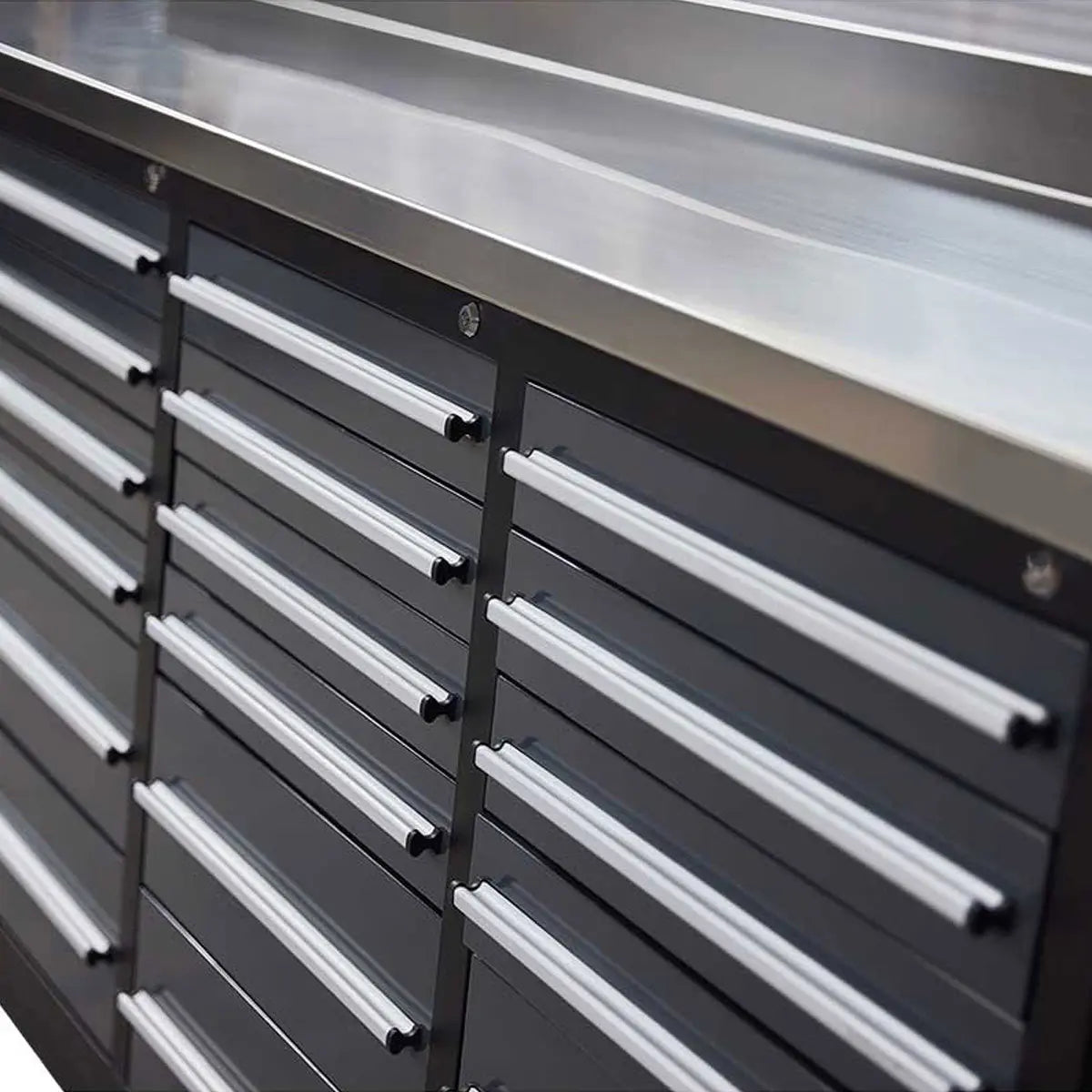 TMG Heavy Series™ 9-Ft 30-Drawer Workbench with Stainless Steel Top, Ball Bearing Double Slides & Casters, TMG-WB930
