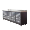 TMG Heavy Series™ 9-Ft 30-Drawer Workbench with Stainless Steel Top, Ball Bearing Double Slides & Casters, TMG-WB930