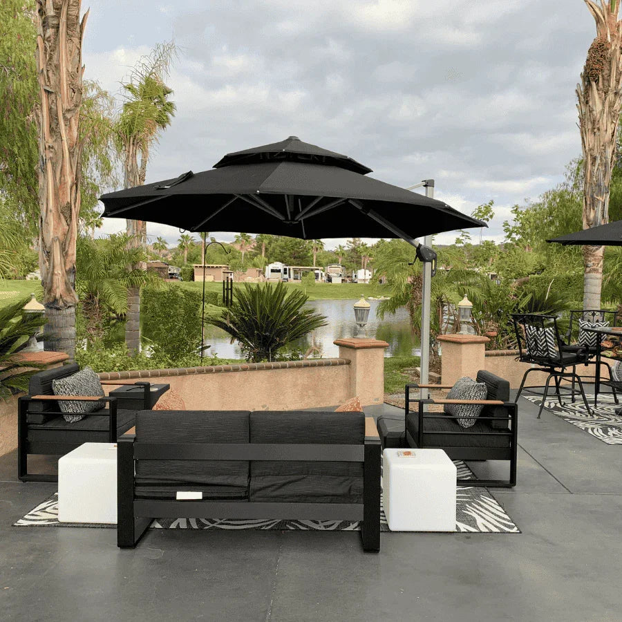 PURPLE LEAF Round Cantilever Patio Umbrella Heavy Duty Umbrella for Porch Garden Pool