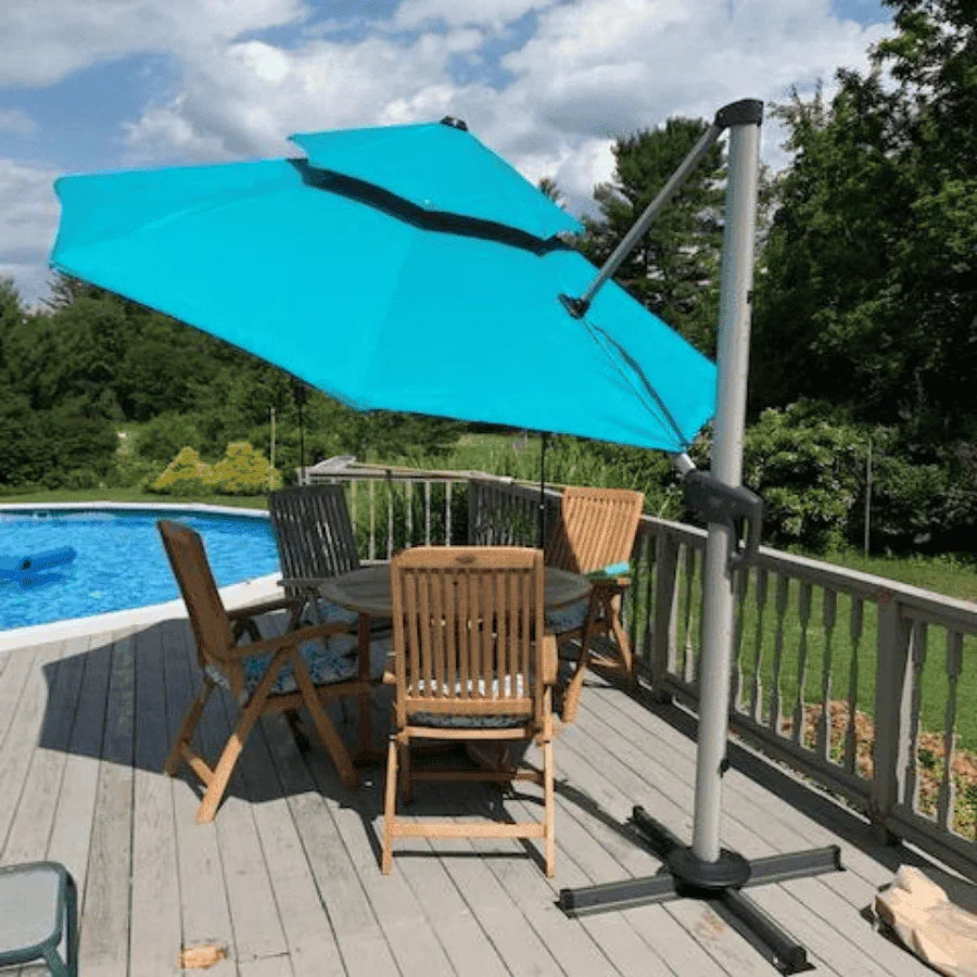 PURPLE LEAF Round Cantilever Patio Umbrella Heavy Duty Umbrella for Porch Garden Pool