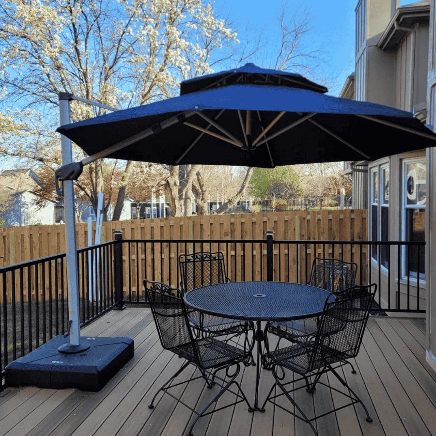 PURPLE LEAF Round Cantilever Patio Umbrella Heavy Duty Umbrella for Porch Garden Pool