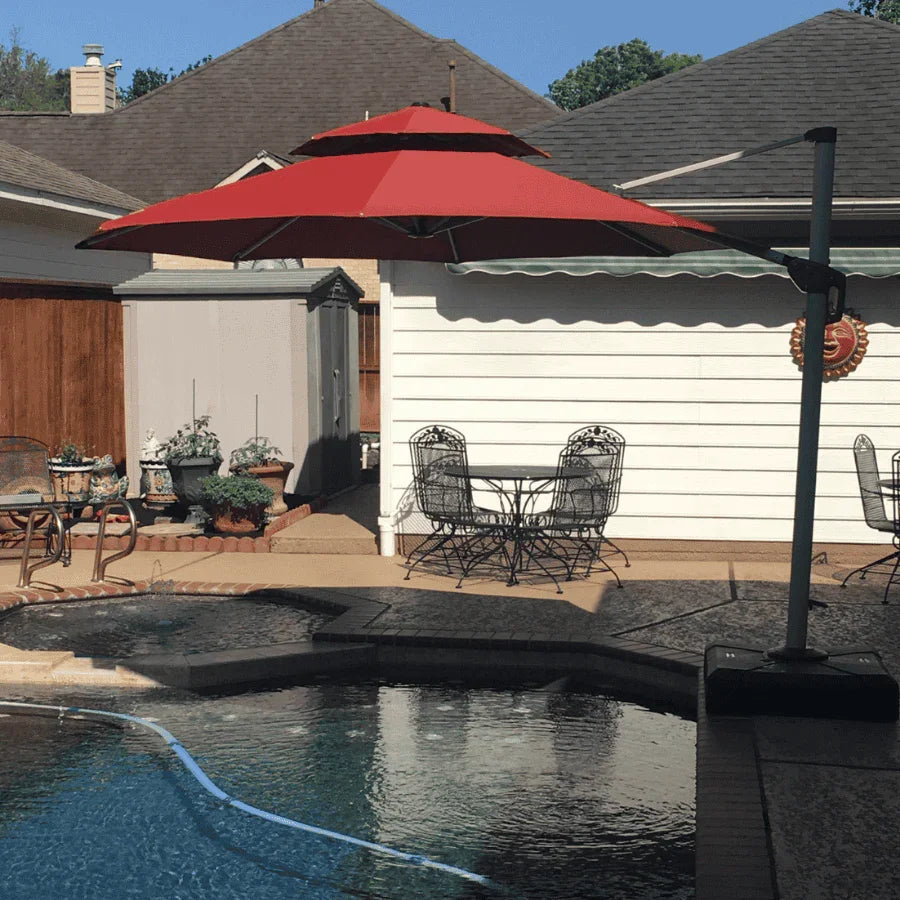 PURPLE LEAF Round Cantilever Patio Umbrella Heavy Duty Umbrella for Porch Garden Pool