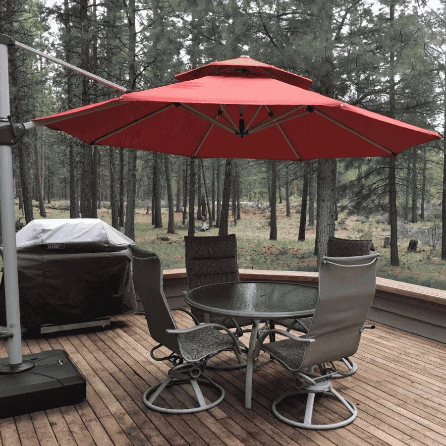 PURPLE LEAF Round Cantilever Patio Umbrella Heavy Duty Umbrella for Porch Garden Pool