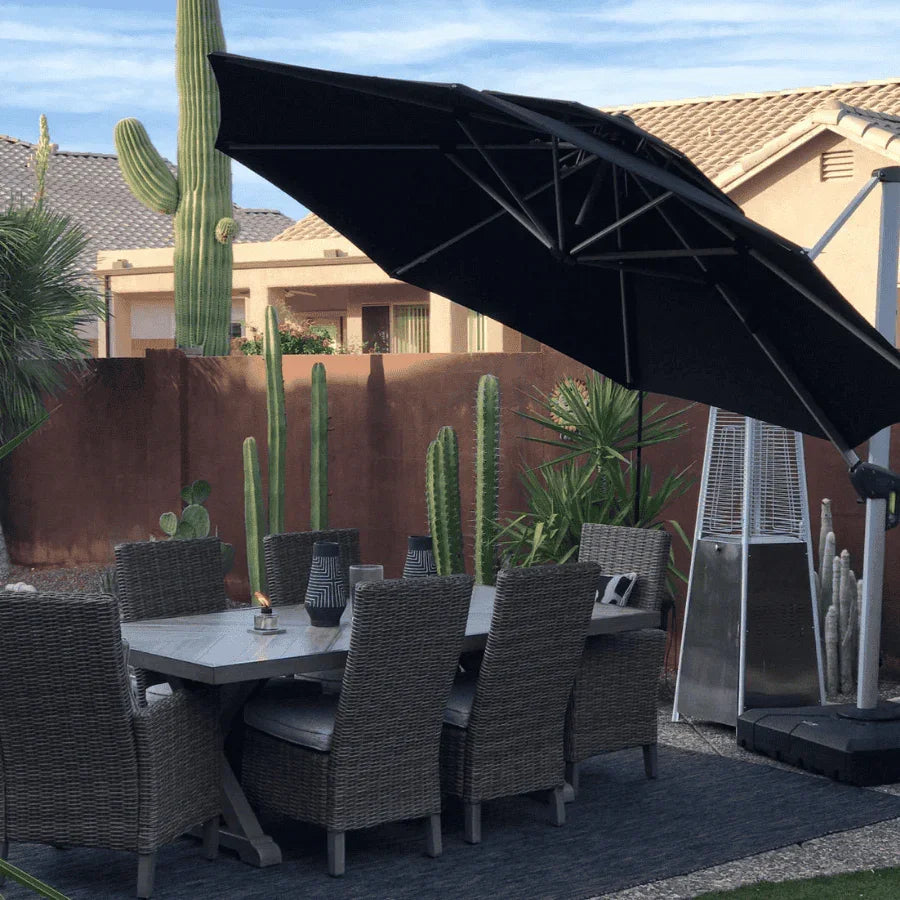 PURPLE LEAF Round Cantilever Patio Umbrella Heavy Duty Umbrella for Porch Garden Pool