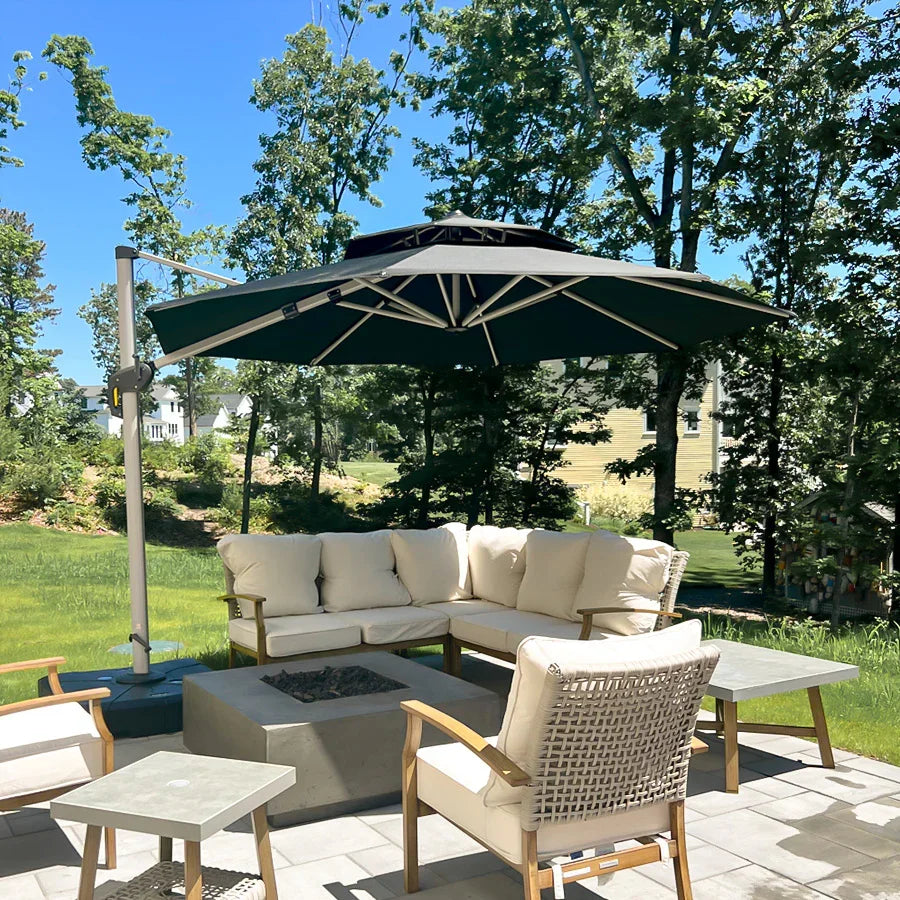 PURPLE LEAF Round Cantilever Patio Umbrella Heavy Duty Umbrella for Porch Garden Pool