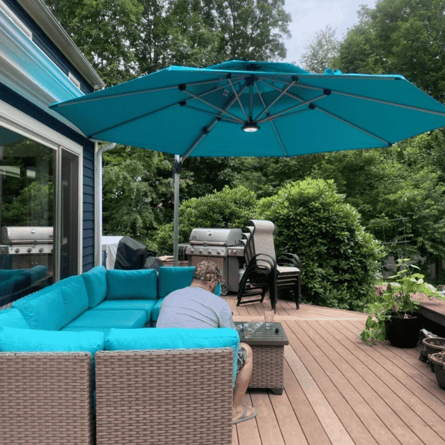 PURPLE LEAF Round Cantilever Patio Umbrella Heavy Duty Umbrella for Porch Garden Pool