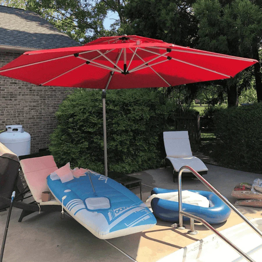 PURPLE LEAF Round Cantilever Patio Umbrella Heavy Duty Umbrella for Porch Garden Pool
