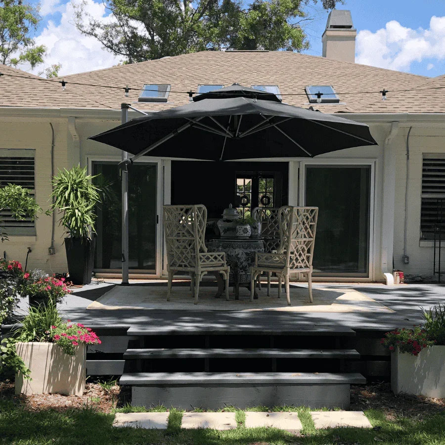 PURPLE LEAF Round Cantilever Patio Umbrella Heavy Duty Umbrella for Porch Garden Pool
