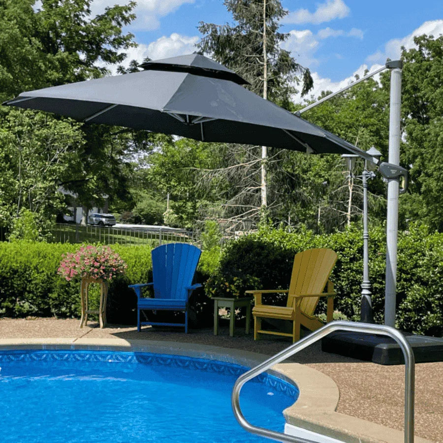 PURPLE LEAF Round Cantilever Patio Umbrella Heavy Duty Umbrella for Porch Garden Pool