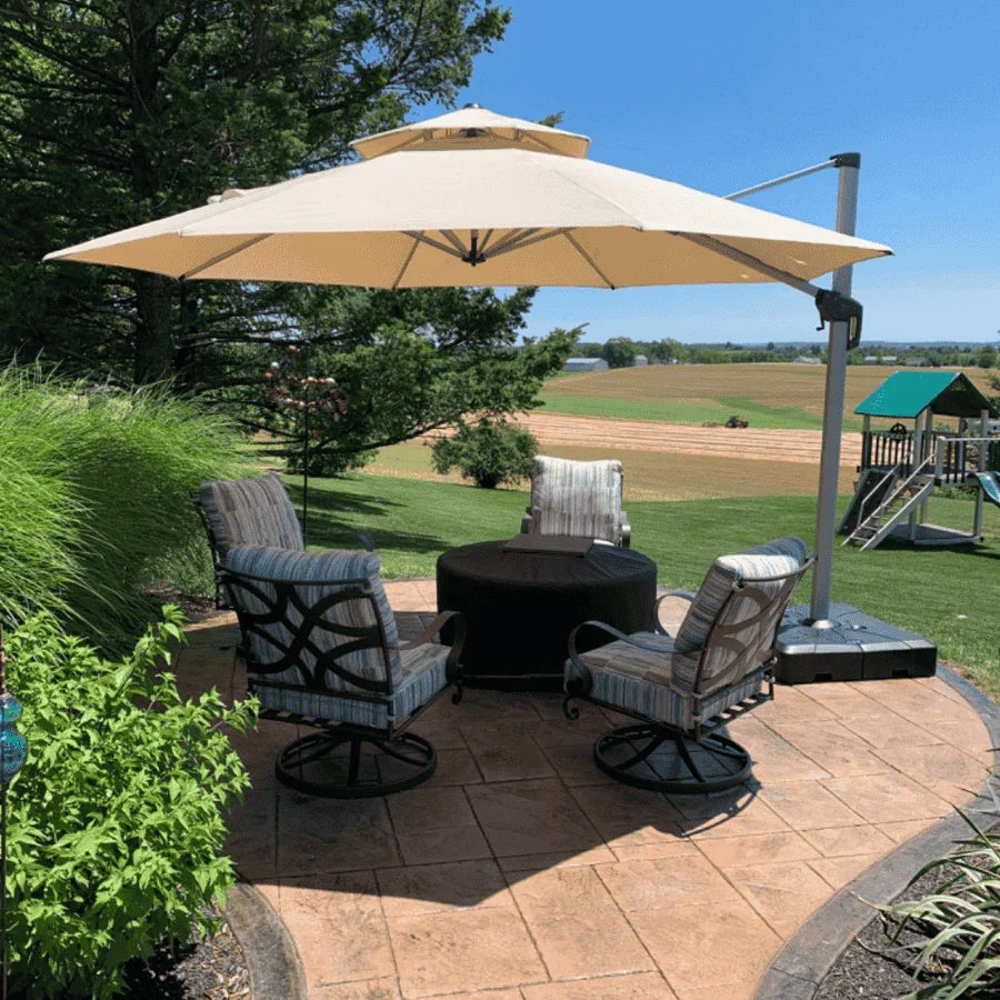 PURPLE LEAF Round Cantilever Patio Umbrella Heavy Duty Umbrella for Porch Garden Pool