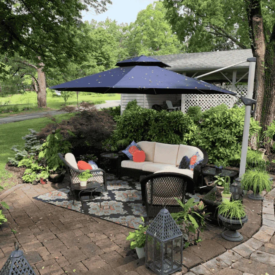 PURPLE LEAF Round Cantilever Patio Umbrella Heavy Duty Umbrella for Porch Garden Pool