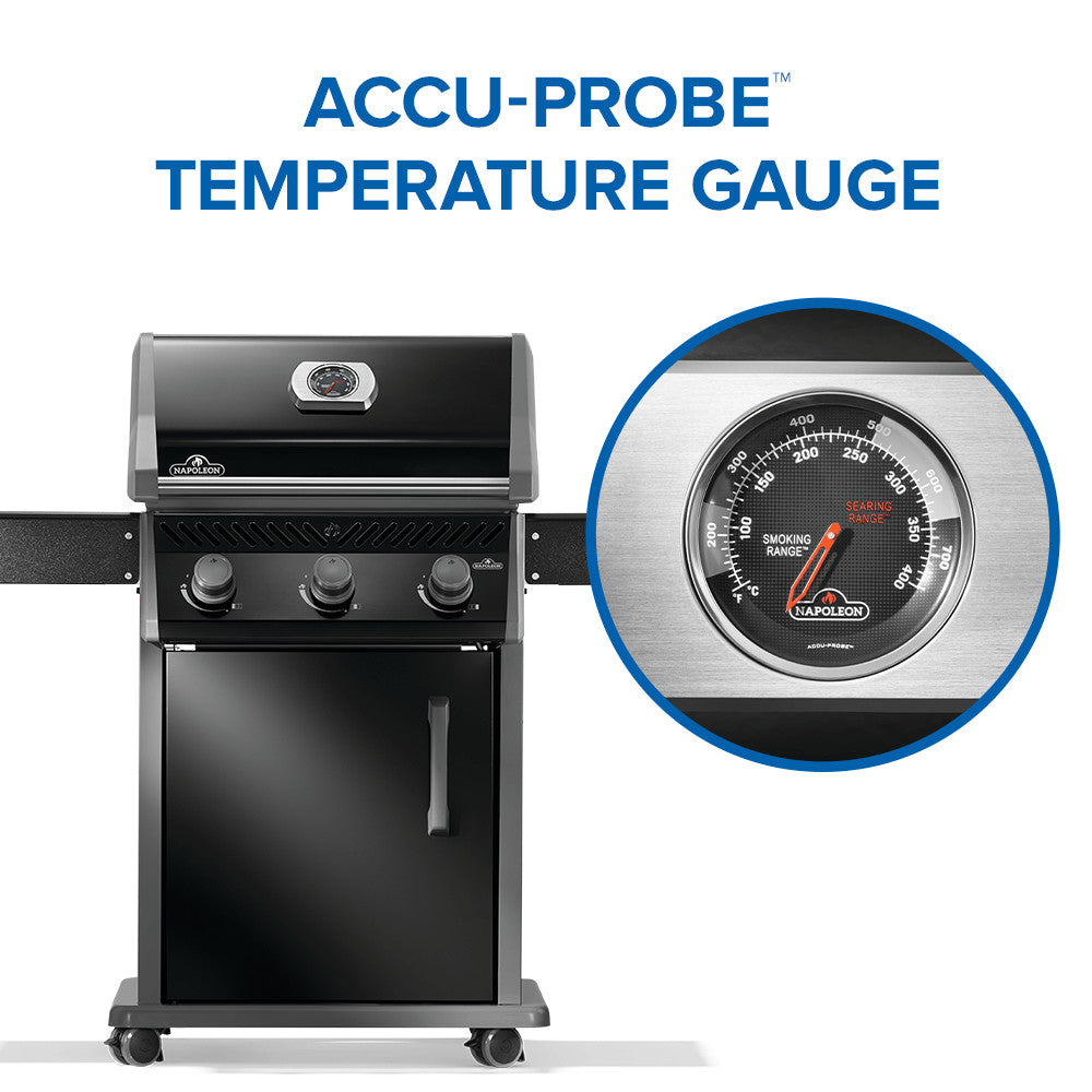 Napoleon Rogue 425 – Barbecue à gaz noir 3 brûleurs avec grilles en acier inoxydable