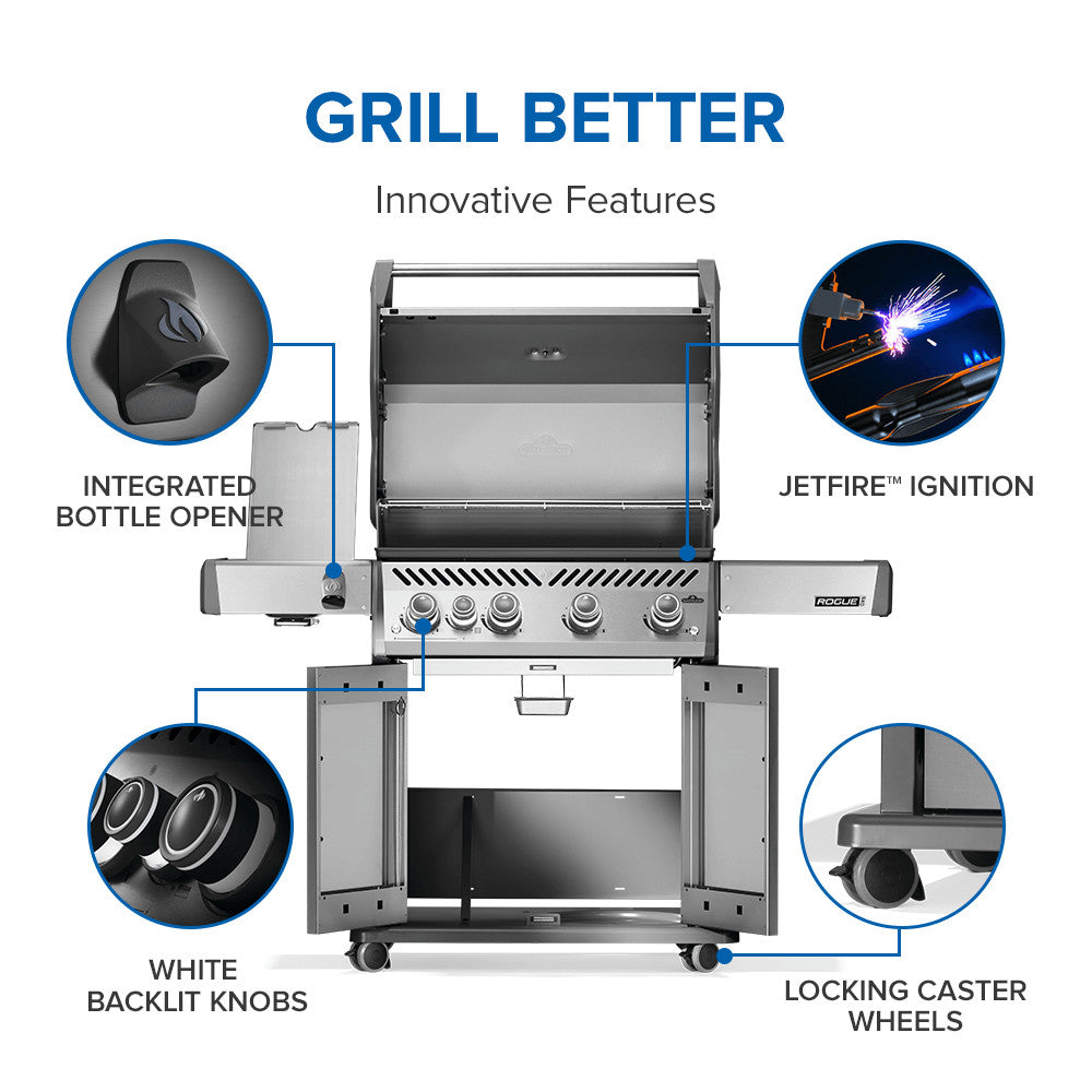 Napoleon Rogue PRO 525 SIB w/ Infrared Side Burner (Stainless) 5-Burner