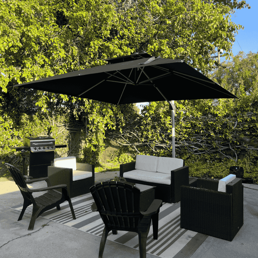 PURPLE LEAF Outdoor Windproof Umbrella, Square Cantilever Umbrella Outside Patio