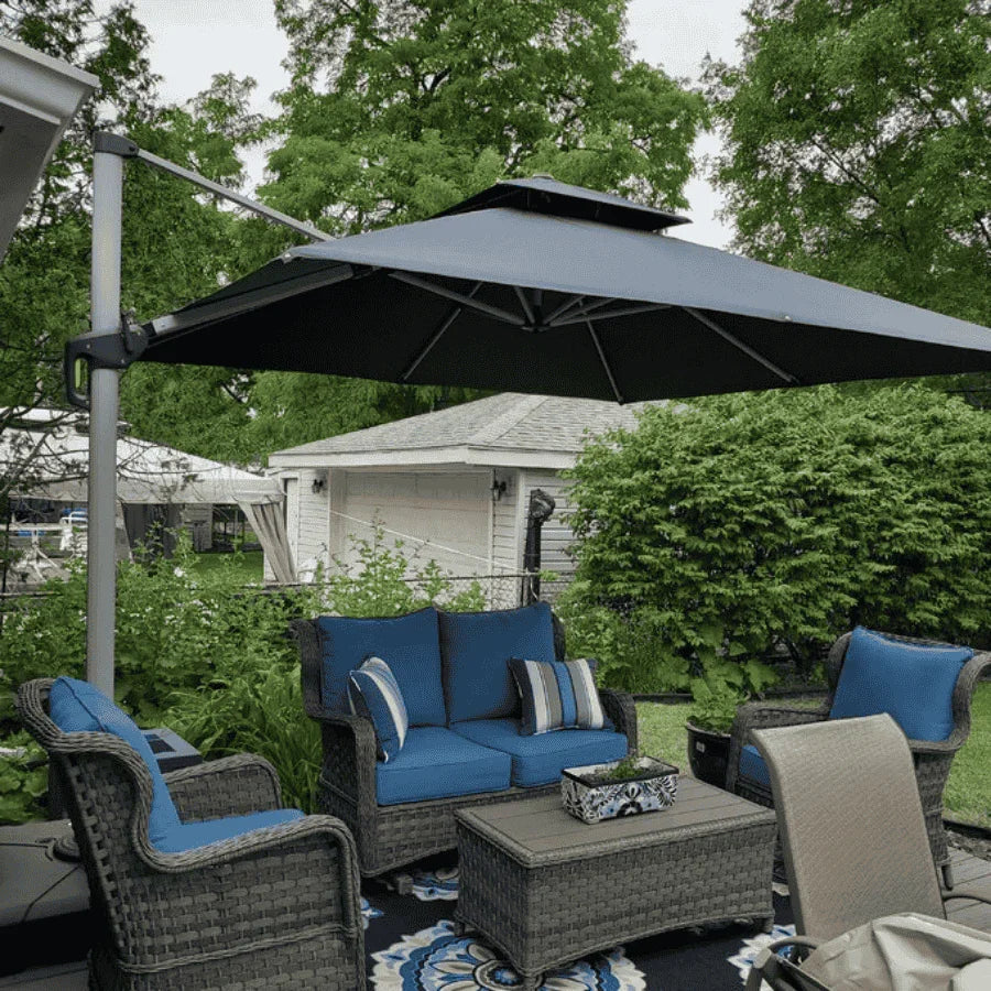 PURPLE LEAF Outdoor Windproof Umbrella, Square Cantilever Umbrella Outside Patio