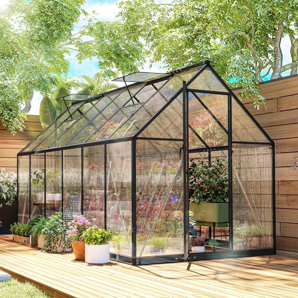 11' x 6' Polycarbonate Walk-in Greenhouse, Black