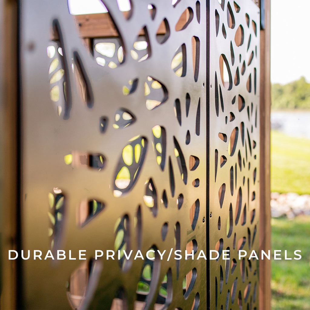 Tuscany Corner Pergola with Conversation Seating - Privacy Panels