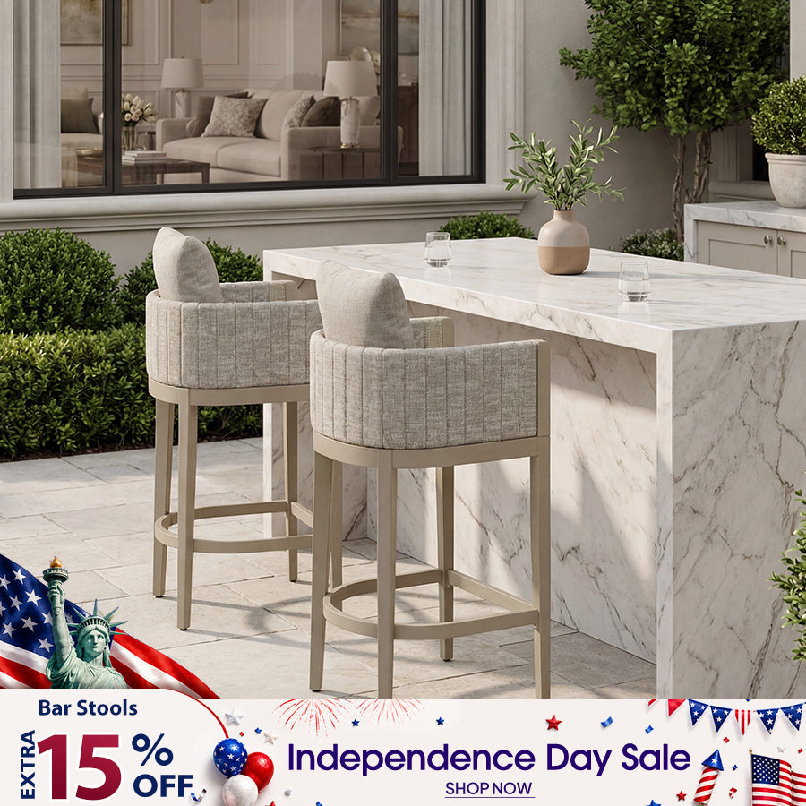 PURPLE LEAF Sanori Outdoor Bar Stools Set of 2 Modern Olefin Weaving Bar Chairs with Backrest Pillow for Patio, Poolside or Indoor