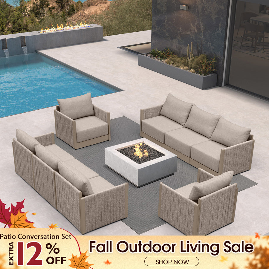 PURPLE LEAF Sanori Classical without Table Beige Patio Conversation Set with Cushions for Deck