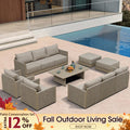 PURPLE LEAF Sanori Classical with Table Beige Patio Conversation Set with Cushions for Poolside