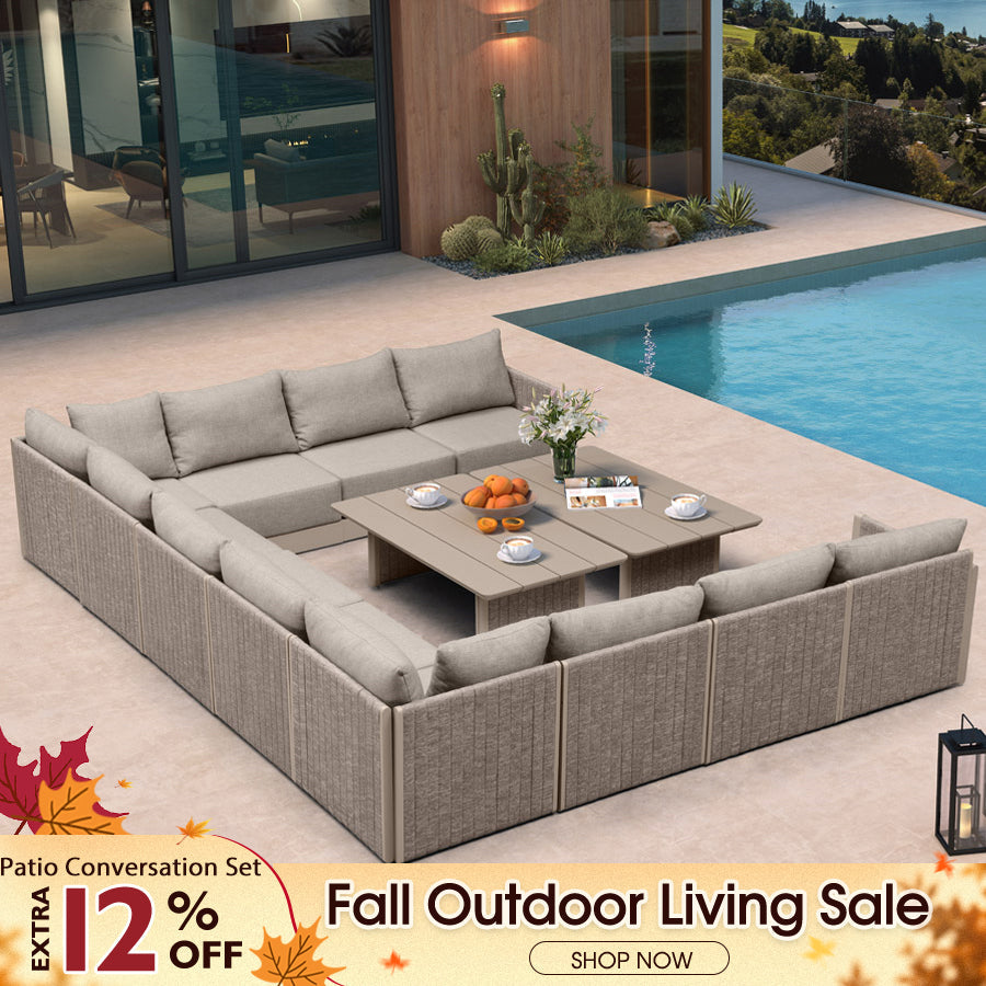 PURPLE LEAF Sanori U-Shaped Patio Couch Set Modular Sofa with Beige Cushions for Balcony