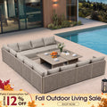 PURPLE LEAF Sanori U-Shaped Patio Couch Set Modular Sofa with Beige Cushions for Balcony