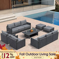 PURPLE LEAF Sanori Classical with Table Grey Patio Conversation Set with Cushions for Poolside