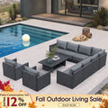 PURPLE LEAF Sanori L-Shaped Patio Couch Set Modular Sofa with Grey Cushions for Backyard