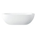 Baignoire îlot ovale double dos en acrylique 72", bonde centrale, fond plat, blanc brillant