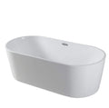 Baignoire îlot ovale double dos en acrylique 67", fond plat, blanc brillant