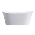 Baignoire îlot ovale double dos en acrylique 71", bonde centrale, fond plat, blanc brillant