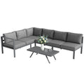 3 Piece Aluminium Corner Lounge Set with Adjustable Backrest, Dark Grey