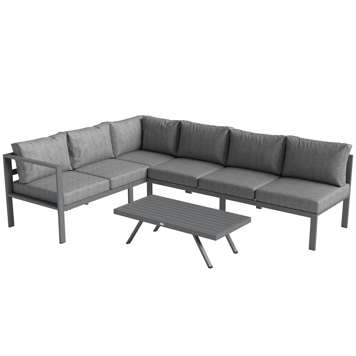 3 Piece Aluminium Corner Lounge Set with Adjustable Backrest, Dark Grey