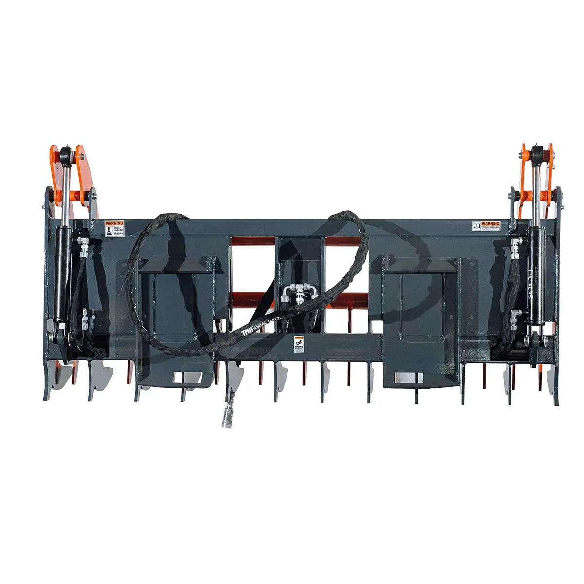 Skid Steer Skeleton Root Rake Grapple, 2600 LB Grapple Capacity, Twin Cylinders, 7" Tine Spacing, TMG-SRR72
