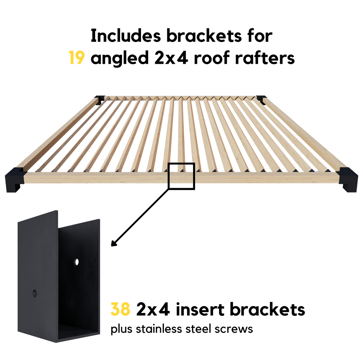 Two-Post Pergola Kit - For Attached Pergola Any Size Up to 12' x 12'