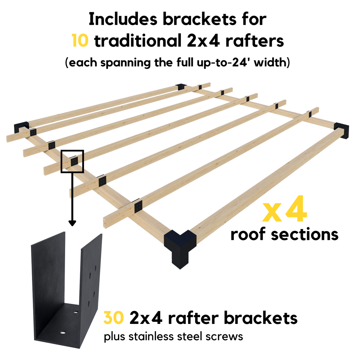 Bracket Kit for a Large Wooden Pergola