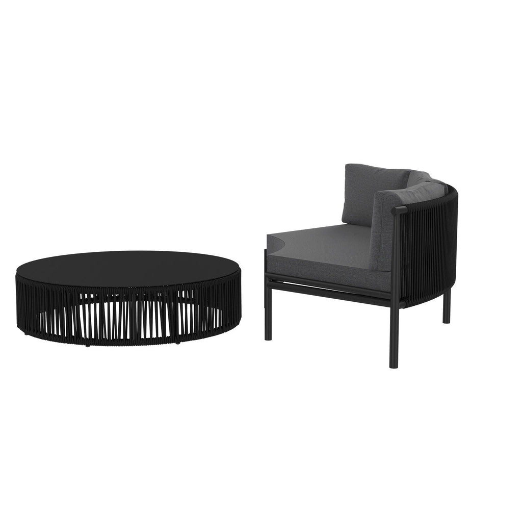 2 Piece Skye Patio Set. Black with Cast Slate color cushions.