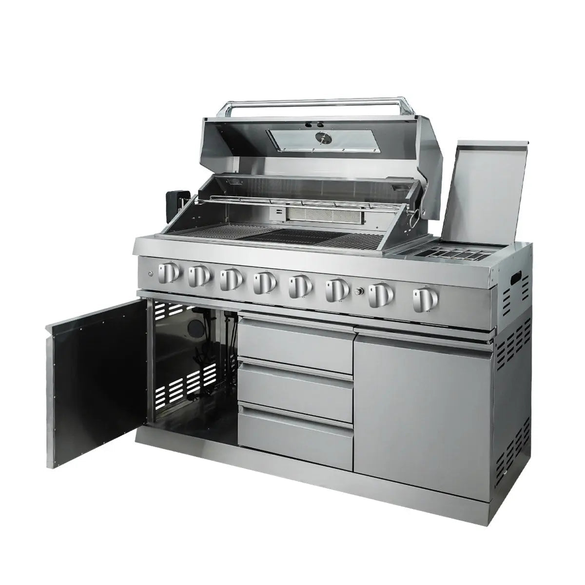 Stainless Steel Outdoor Kitchen, 6 Main Burners, Rear Burner, Side Burner, Integrated Sink & Refrigerator, CSA/CE Certified, TMG-LKS08