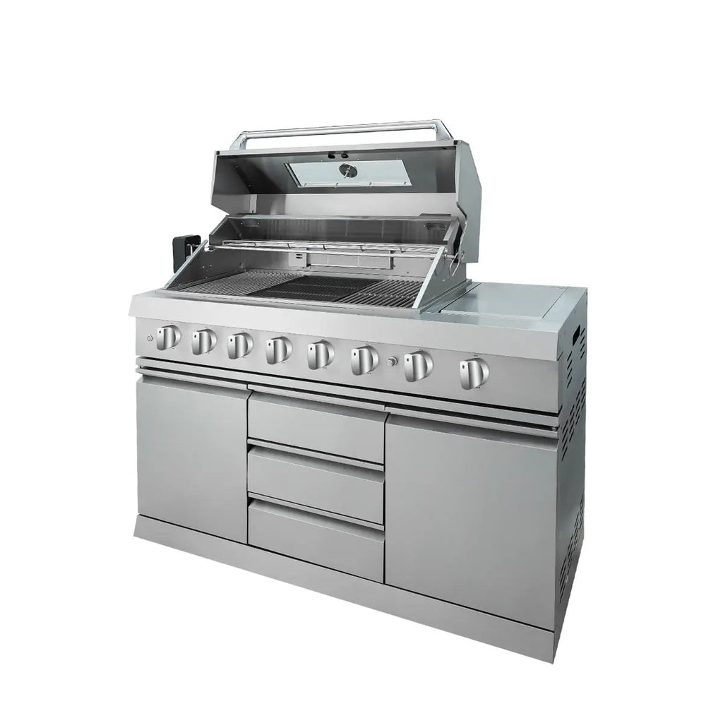 Stainless Steel Outdoor Kitchen, 6 Main Burners, Rear Burner, Side Burner, Integrated Sink & Refrigerator, CSA/CE Certified, TMG-LKS08