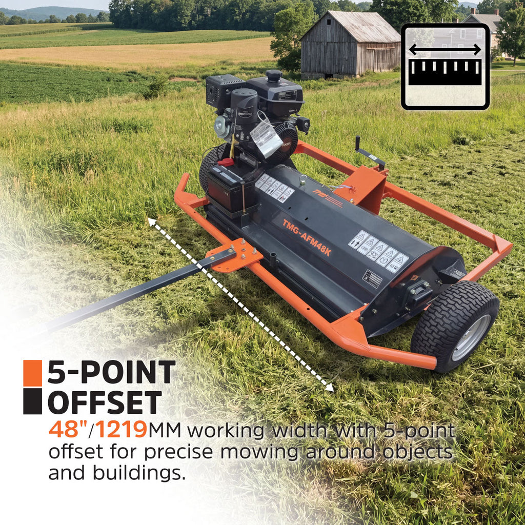 48" ATV Flail Mower Slasher with 14 HP Kohler Engine and Tow-Behind Side Shift, TMG-AFM48K