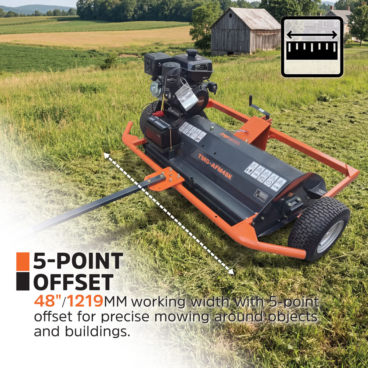 48" ATV Flail Mower Slasher with 14 HP Kohler Engine and Tow-Behind Side Shift, TMG-AFM48K