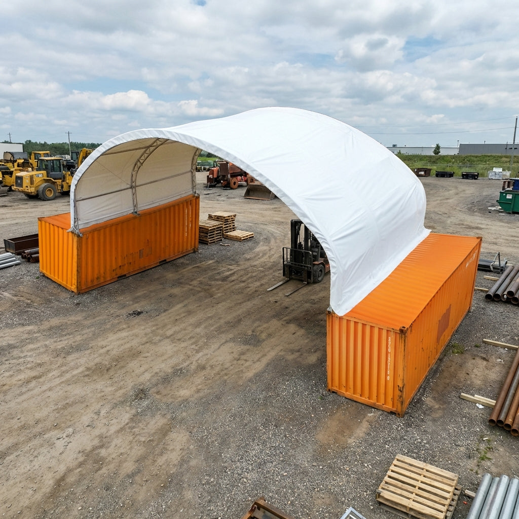 40' x 20' Dual Truss Container Shelter with Heavy Duty 21 oz PVC Cover, TMG-DT4022C