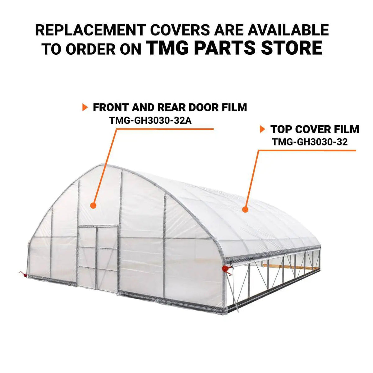 30' x 30' Commercial Tunnel Greenhouse with 6 Mil Clear Poly Covers and Roll-Up Sides TMG-GH3030-V2 (Previously GH3030)