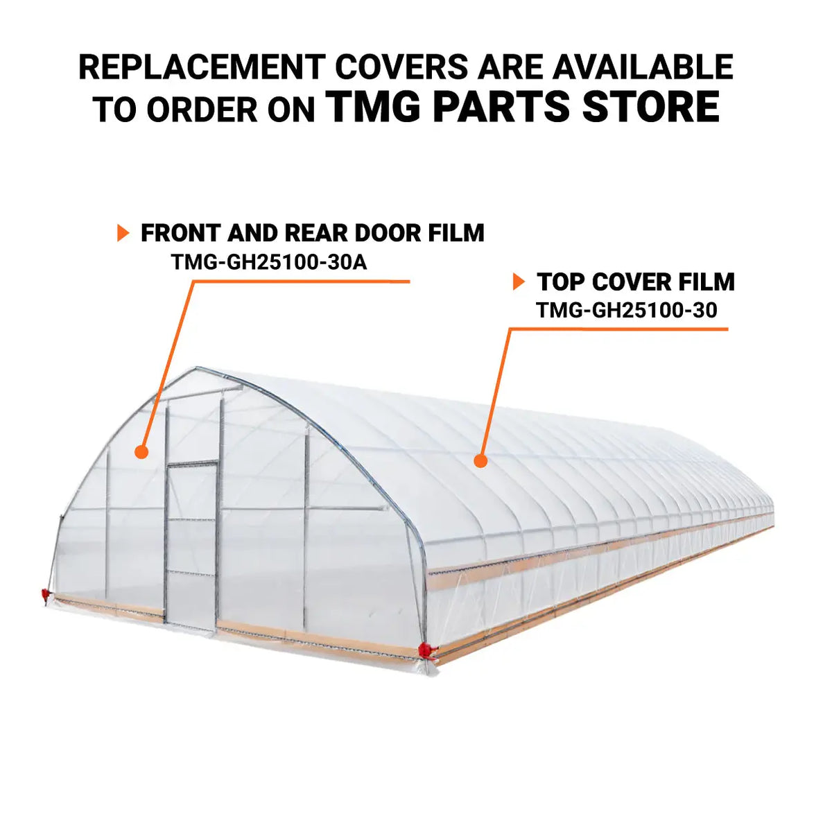 25' x 100' Tunnel Greenhouse Grow Tent w/6 Mil Clear EVA Plastic Film, Cold Frame, Hand Crank Roll-Up Sides, Peak Ceiling Roof, TMG-GH25100-V2 (Previously GH25100)
