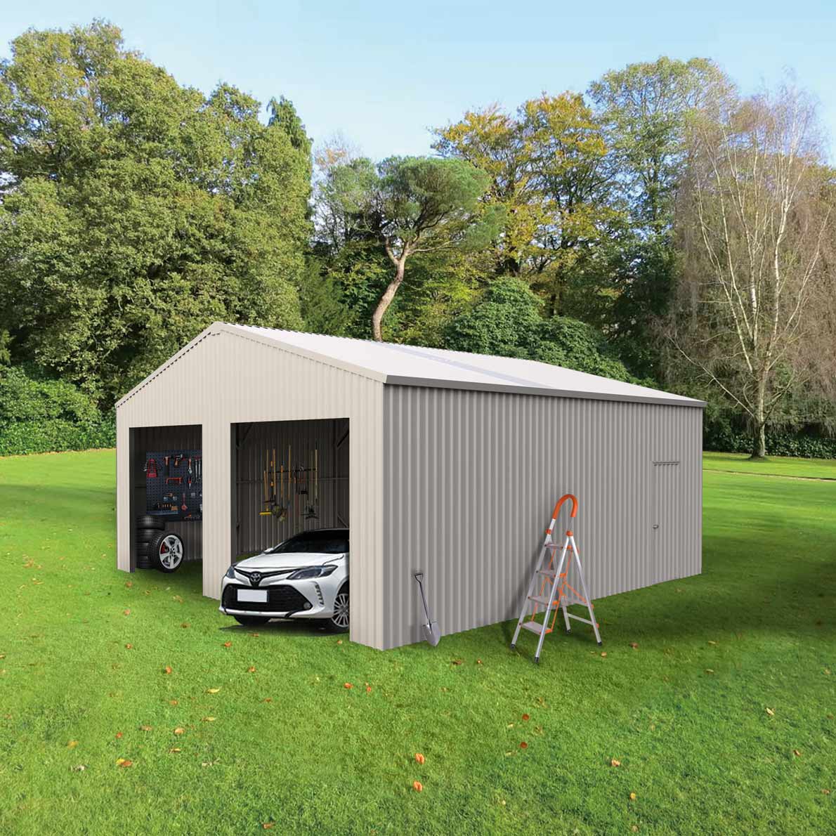 25' x 25' Double Garage Metal Barn Shed (Discontinued – Replaced by TMG-MS2630, 2641)