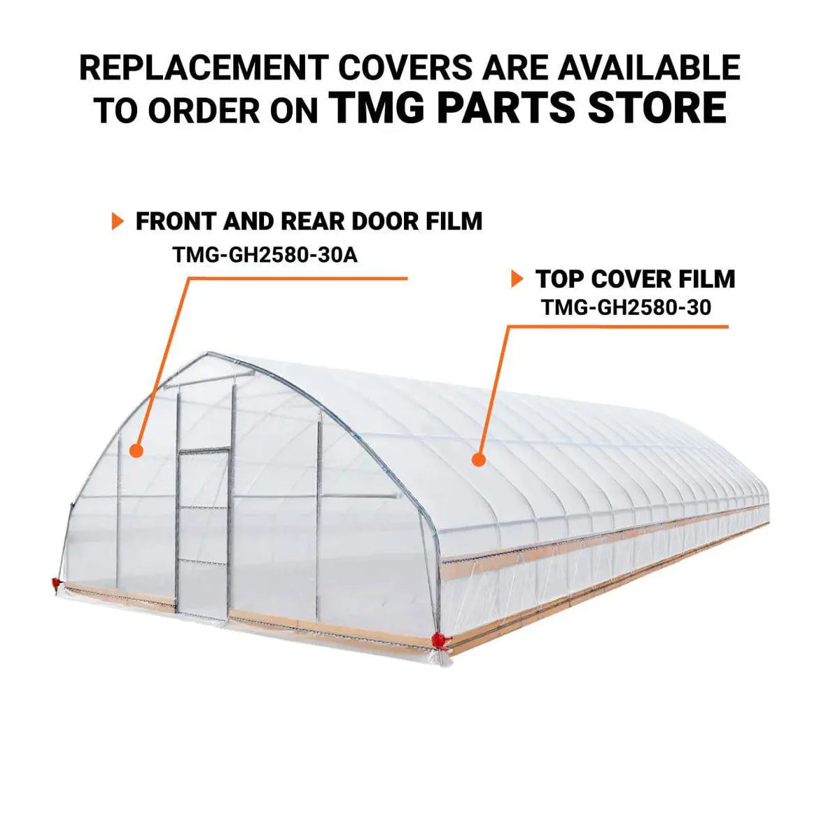 25' x 80' Tunnel Greenhouse Grow Tent w/6 Mil Clear EVA Plastic Film, Cold Frame, Hand Crank Roll-Up Sides, Peak Ceiling Roof, TMG-GH2580-V2 (Previously GH2580)