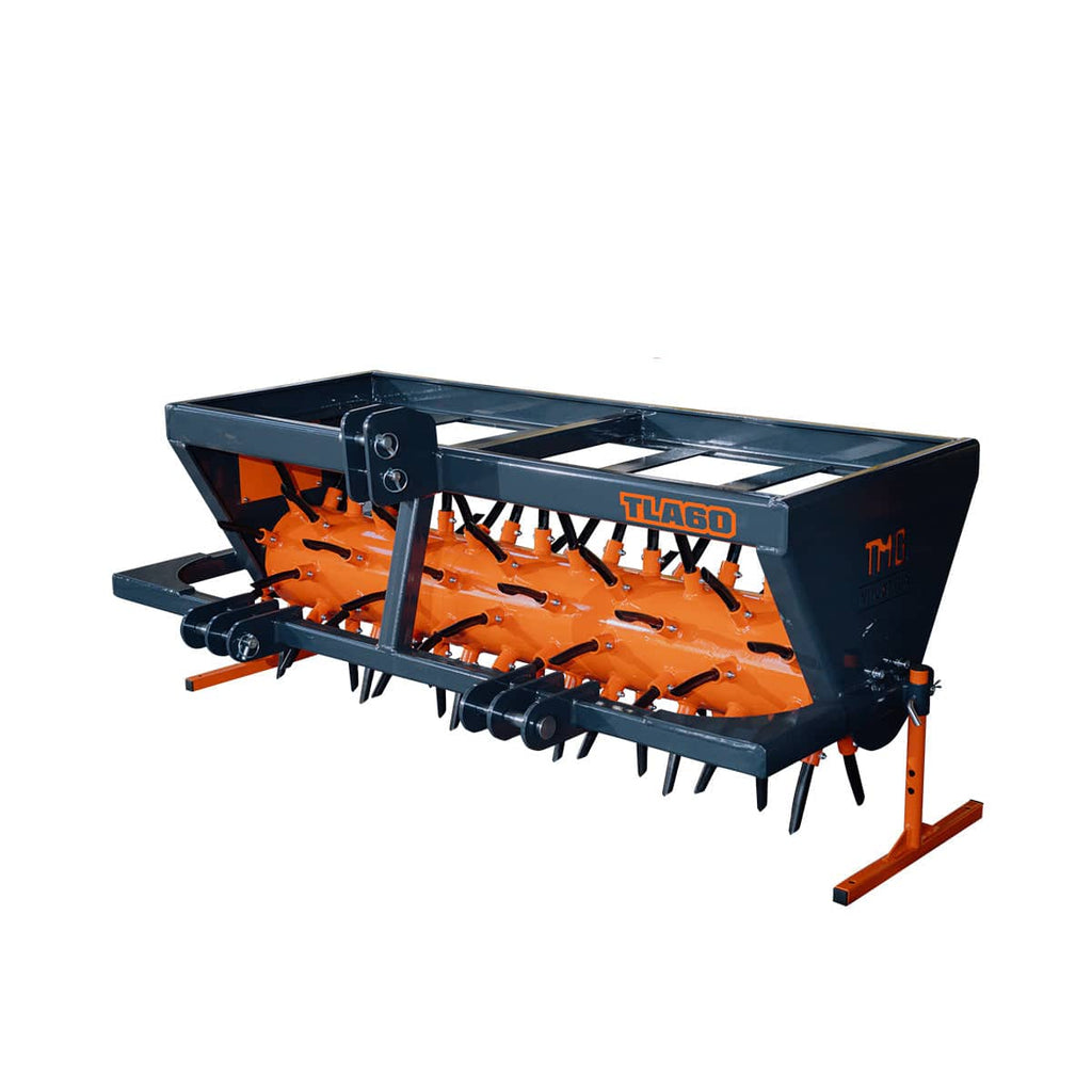 3 Point Hitch Drum Plug Aerator, 62" Working Width, Cat 1 & Cat 2 Tractors, 5" Plug Length, TMG-TLA60 (Discontinued – No Longer Available)