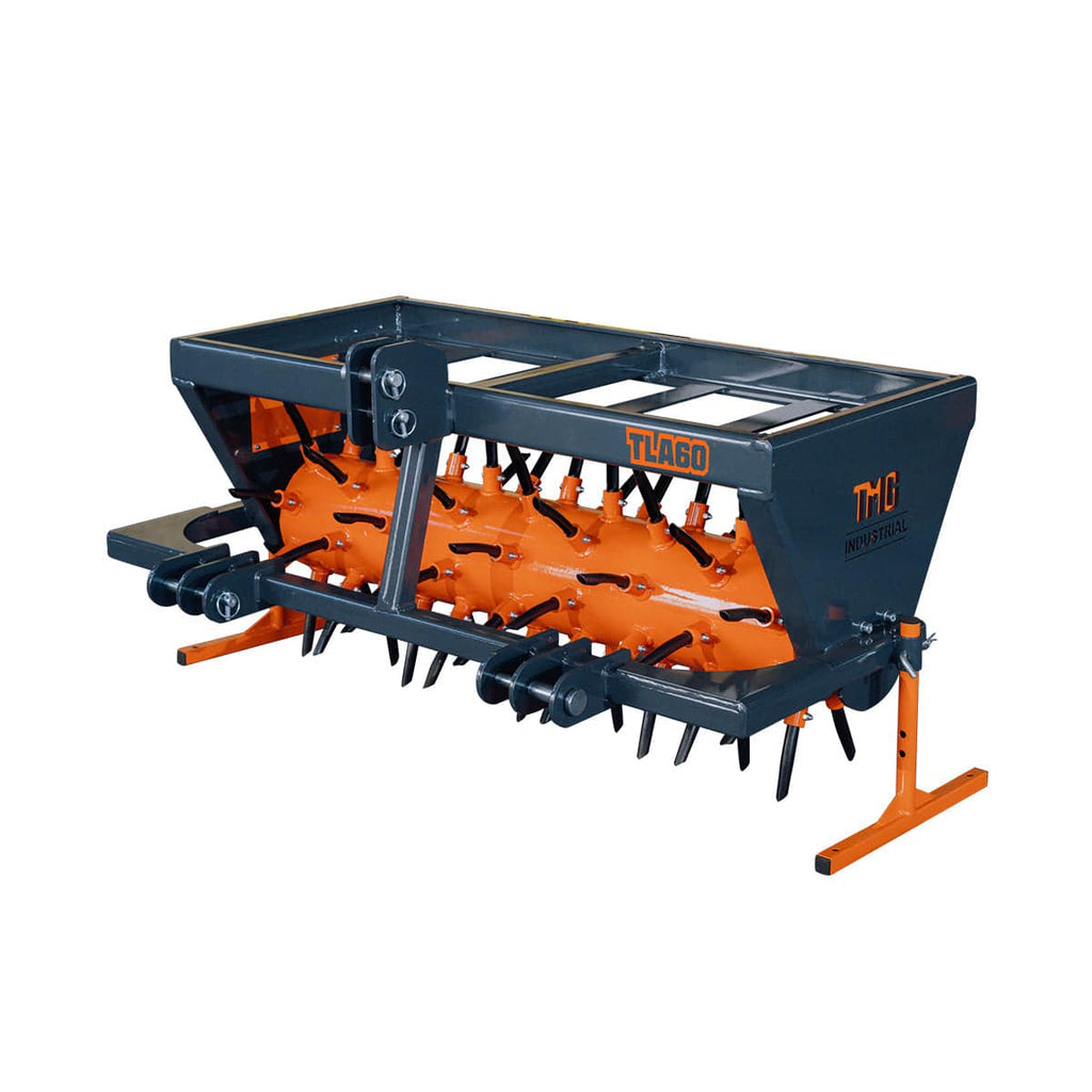 3 Point Hitch Drum Plug Aerator, 62" Working Width, Cat 1 & Cat 2 Tractors, 5" Plug Length, TMG-TLA60 (Discontinued – No Longer Available)