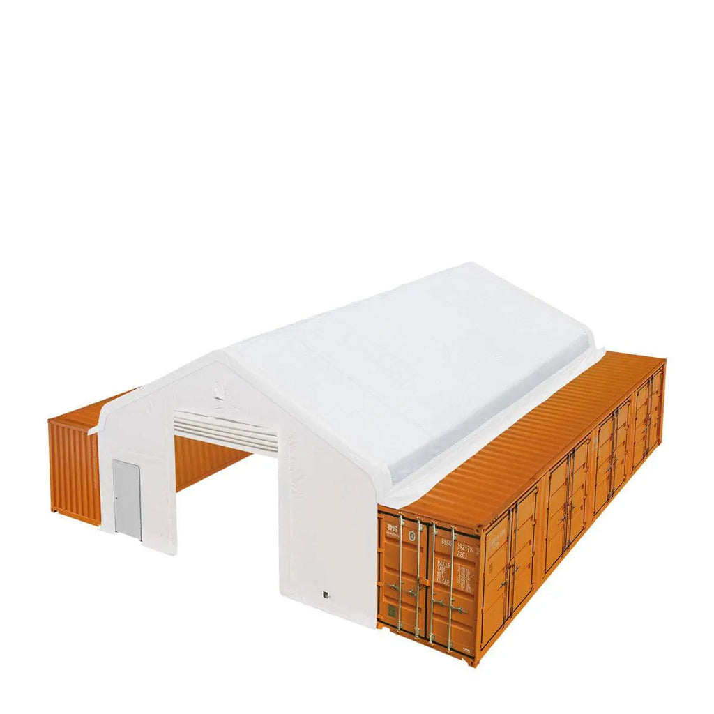 30' x 40' Container Peak Roof Shelter TMG Heavy Series™ with Heavy Duty 17 oz PVC Cover, Fully Enclosed front and back endwalls, TMG-ST3042CG (Previously ST3041CG)