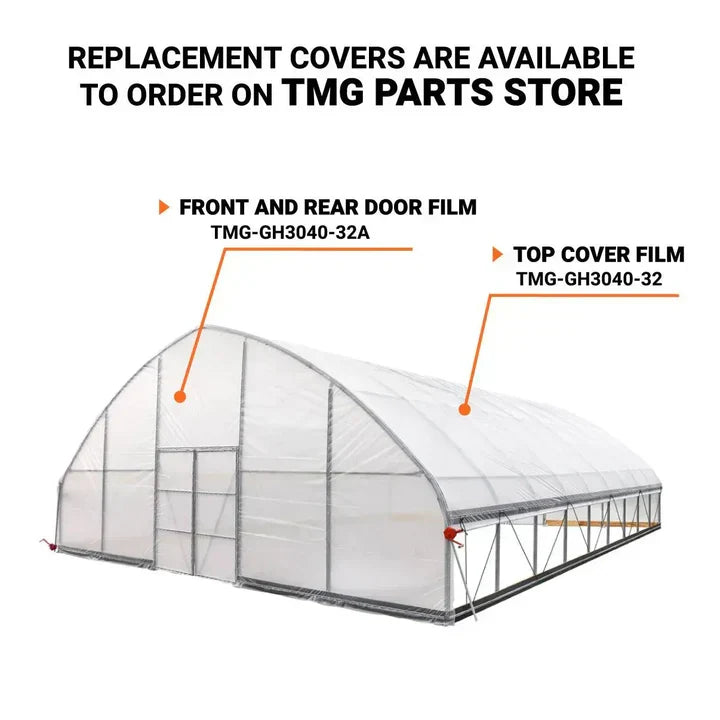 30' x 40' Commercial Tunnel Greenhouse with 6 Mil Clear Poly Covers and Roll-Up Sides TMG-GH3040-V2 (Previously GH3040)